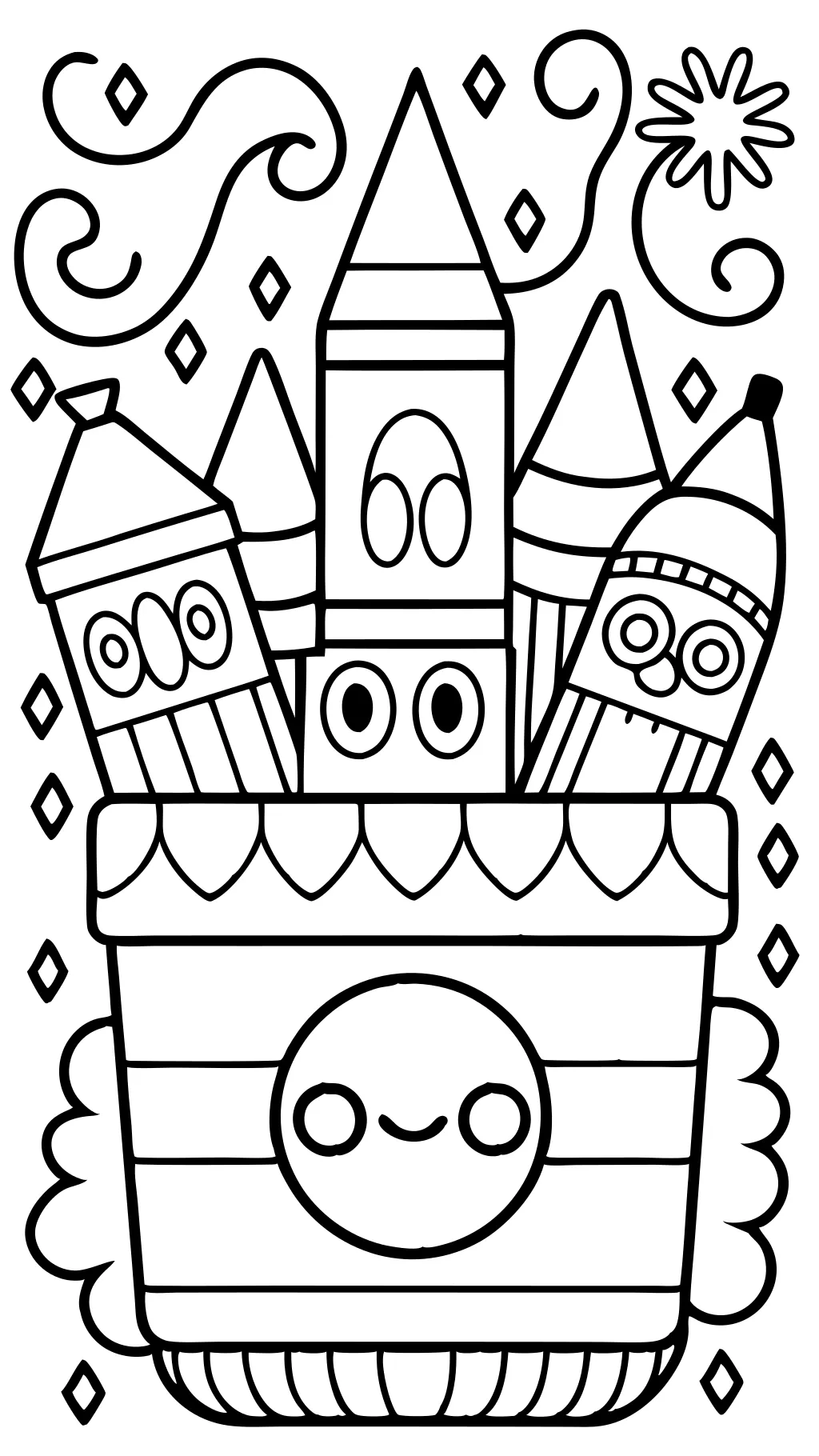 coloring page of crayons